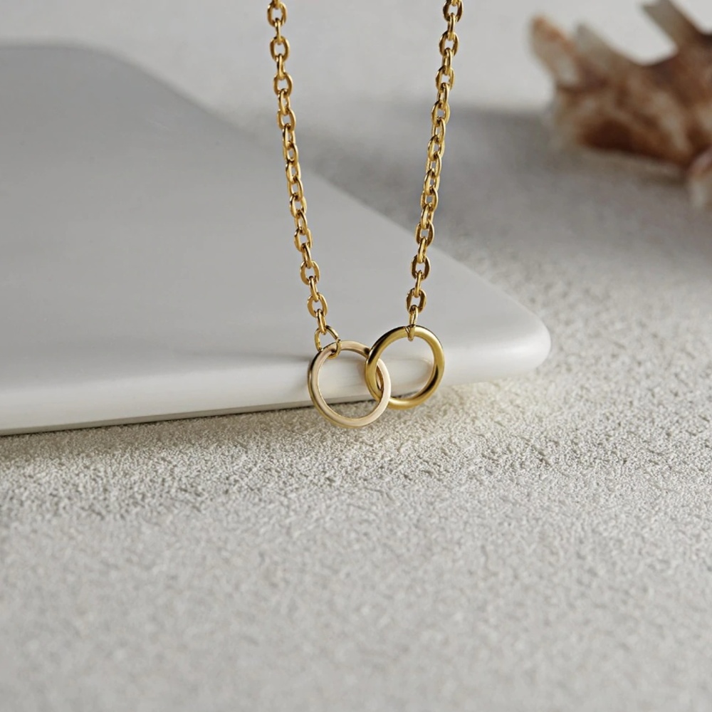 Double Ring Necklace Infinity Love Chain